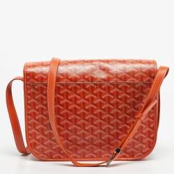 Pre Owned Goyard Orange Goyardine Coated Canvas Belvedere MM Saddle Bag