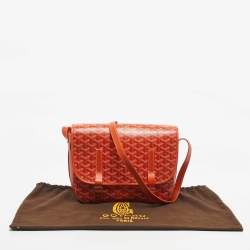 Pre Owned Goyard Orange Goyardine Coated Canvas Belvedere MM Saddle Bag