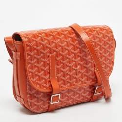 Pre Owned Goyard Orange Goyardine Coated Canvas Belvedere MM Saddle Bag