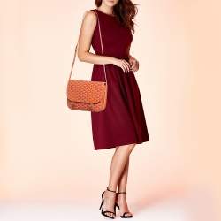 Pre Owned Goyard Orange Goyardine Coated Canvas Belvedere MM Saddle Bag