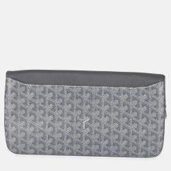 Pre Owned Goyard Grey Goyardine Canvas Sainte Marie Soft Clutch