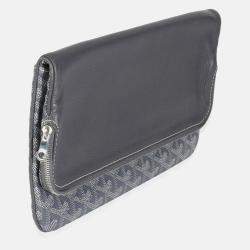 Pre Owned Goyard Grey Goyardine Canvas Sainte Marie Soft Clutch
