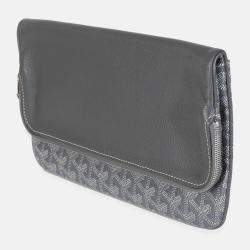 Pre Owned Goyard Grey Goyardine Canvas Sainte Marie Soft Clutch