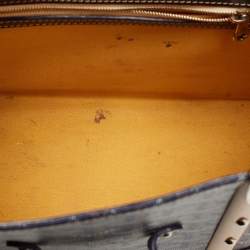 Pre Owned Goyard Navy Blue Goyardine Coated Canvas and Leather PM Saigon Top Handle Bag