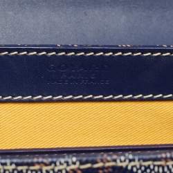 Pre Owned Goyard Navy Blue Goyardine Coated Canvas and Leather PM Saigon Top Handle Bag