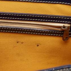 Pre Owned Goyard Navy Blue Goyardine Coated Canvas and Leather PM Saigon Top Handle Bag