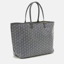 Pre Owned Goyard Saint Louis PM Grey Goyardine Canvas Tote Bag