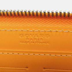 Pre Owned Goyard Matignon Yellow Coated Canvas Leather Long Wallet