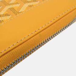 Pre Owned Goyard Matignon Yellow Coated Canvas Leather Long Wallet