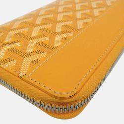 Pre Owned Goyard Matignon Yellow Coated Canvas Leather Long Wallet