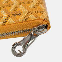 Pre Owned Goyard Matignon Yellow Coated Canvas Leather Long Wallet