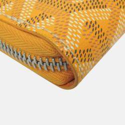 Pre Owned Goyard Matignon Yellow Coated Canvas Leather Long Wallet