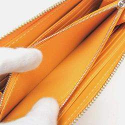 Pre Owned Goyard Matignon Yellow Coated Canvas Leather Long Wallet