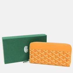 Pre Owned Goyard Matignon Yellow Coated Canvas Leather Long Wallet