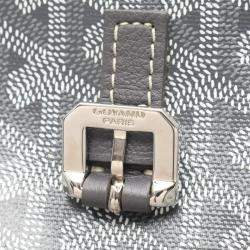 Pre Owned Goyard Capetien MM Grey White Coated Canvas and Leather Shoulder Bag