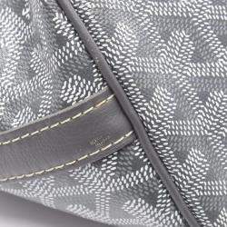 Pre Owned Goyard Capetien MM Grey White Coated Canvas and Leather Shoulder Bag