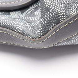 Pre Owned Goyard Capetien MM Grey White Coated Canvas and Leather Shoulder Bag