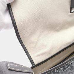 Pre Owned Goyard Capetien MM Grey White Coated Canvas and Leather Shoulder Bag