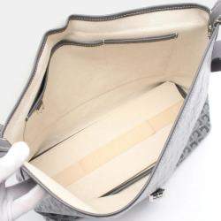 Pre Owned Goyard Capetien MM Grey White Coated Canvas and Leather Shoulder Bag
