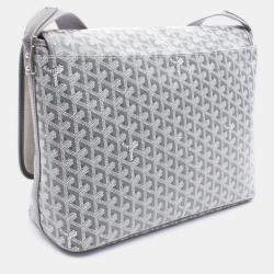 Pre Owned Goyard Capetien MM Grey White Coated Canvas and Leather Shoulder Bag