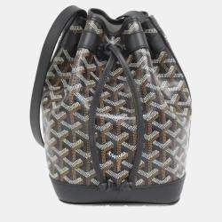 Pre Owned Goyard Petit Flo Black Coated Canvas Shoulder Bag