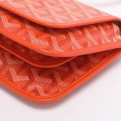 Pre Owned Goyard Orange Goyardine Coated Canvas Plumet Crossbody Bag