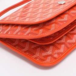 Pre Owned Goyard Orange Goyardine Coated Canvas Plumet Crossbody Bag
