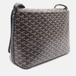 Pre Owned Goyard Capetien MM Black Multicolor Coated Canvas Leather Shoulder Bag