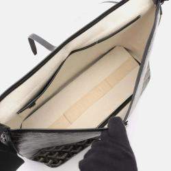 Pre Owned Goyard Capetien MM Black Multicolor Coated Canvas Leather Shoulder Bag