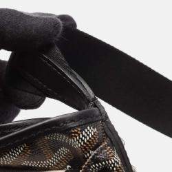 Pre Owned Goyard Capetien MM Black Multicolor Coated Canvas Leather Shoulder Bag