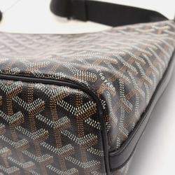 Pre Owned Goyard Capetien MM Black Multicolor Coated Canvas Leather Shoulder Bag