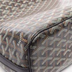 Pre Owned Goyard Capetien MM Black Multicolor Coated Canvas Leather Shoulder Bag