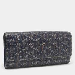 Pre Owned Goyard Navy Blue Goyardine Coated Canvas Varenne Continental Wallet
