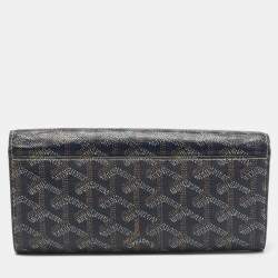 Pre Owned Goyard Navy Blue Goyardine Coated Canvas Varenne Continental Wallet