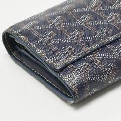 Pre Owned Goyard Navy Blue Goyardine Coated Canvas Varenne Continental Wallet