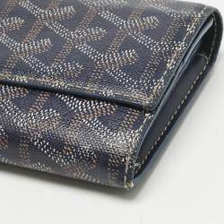 Pre Owned Goyard Navy Blue Goyardine Coated Canvas Varenne Continental Wallet