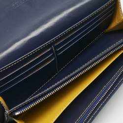 Pre Owned Goyard Navy Blue Goyardine Coated Canvas Varenne Continental Wallet
