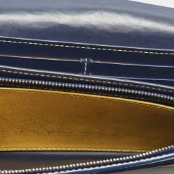 Pre Owned Goyard Navy Blue Goyardine Coated Canvas Varenne Continental Wallet