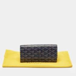 Pre Owned Goyard Navy Blue Goyardine Coated Canvas Varenne Continental Wallet