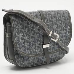 Pre Owned Goyard Grey Goyardine Coated Canvas and Leather Belvedere ll PM Bag