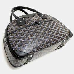 Pre Owned Goyard Saint Jeanne MM Black Goyardine Canvas Boston Bag