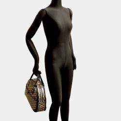 Pre Owned Goyard Saint Jeanne MM Black Goyardine Canvas Boston Bag