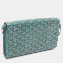 Pre Owned Goyard Monte Carlo PM Green Coated Canvas Shoulder Bag