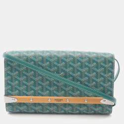 Pre Owned Goyard Monte Carlo PM Green Coated Canvas Shoulder Bag