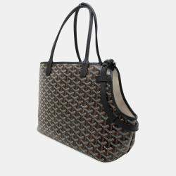 Pre Owned Goyard Chien GM Cyan Gris Black PVC Leather Tote Bag