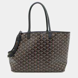 Pre Owned Goyard Chien GM Cyan Gris Black PVC Leather Tote Bag