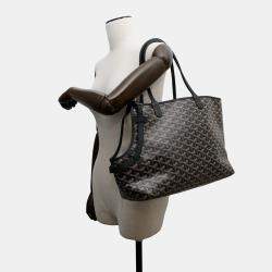 Pre Owned Goyard Chien GM Cyan Gris Black PVC Leather Tote Bag