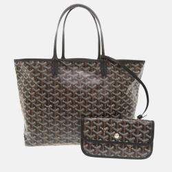 Pre Owned Goyard Saint Louis Pm Pvc-Coated Canvas And Leather Black Tote Bag