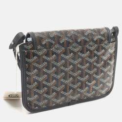 Pre Owned Goyard Plume Pouch Wallet Shoulder Bag Coated Canvas Leather Black Multicolor
