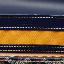 Pre Owned Goyard Navy Blue Goyardine Coated Canvas and Leather Saigon MM Top Handle Bag